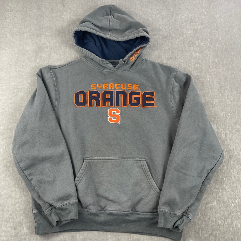 Syracuse J. America Mens Large Gray Orange Hoodie Embroidered Sweatshirt